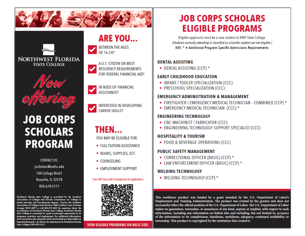 Job Corps Program flyer of text above