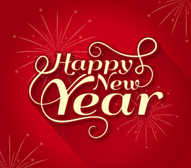 Happy New Year with fireworks